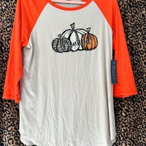 Fall orange and grey Shirt with 3/4 sleeves